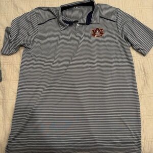 Russell Athletic Navy and White Striped Auburn Polo